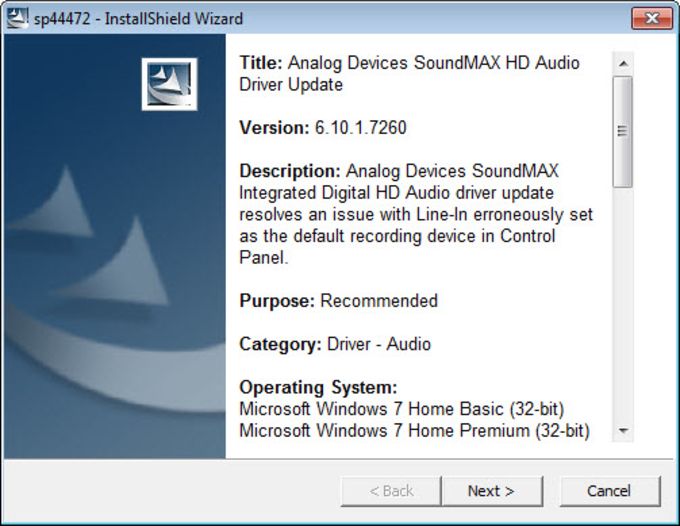 Soundmax Sound Driver Windows 7